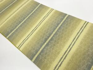 手織り紬横段に襷模様織出し全通袋帯